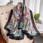 Silk Satin Picture Color Long Scarf