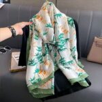 Silk Satin Elegant bamboo green Long Scarf