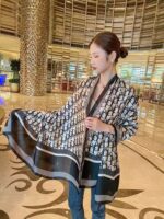 Silk Satin Long Scarf Black - Image 2
