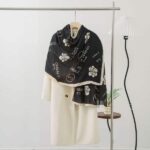 Color Premium Quality Viscose Camellia Black Long Scarf