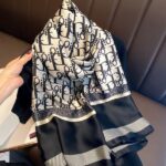 Silk Satin Long Scarf Black