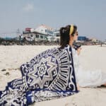 Premium Quality Cotton Tassel Blue Tiger Long Scarf