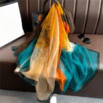 Elegant block peony Transparent Thin Silk Printing Long Scarf - Image 4
