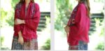 Embroidered Cotton Long Scarf Classical Red - Image 2