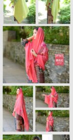 Embroidered Cotton Long Scarf Watermelon red - Image 2