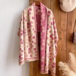 Pink Floral Design Women's Winter Scarf Shawl - Image 6