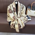 Color Premium Quality Cotton and Linen Coffee Daisy Long Scarf