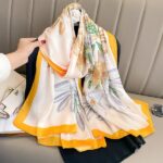 Silk Satin earthy yellow Long Scarf - Image 2