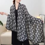 Silk Satin Long Scarf Di Black