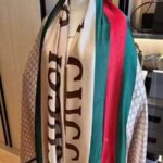 Silk Mulberry Silk Long Gucci Scarf Gg three-color bar