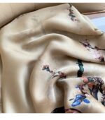 Silk Satin Khaki Long Scarf - Image 2