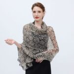 Elegant Rose-Black Beige Transparent Thin Silk Printing Long Scarf - Image 3