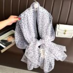 Elegant White polka dots Transparent Thin Silk Printing Long Scarf - Image 3