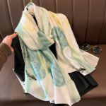 Silk Satin Long Scarf Beige