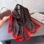 Silk Satin Printing Western Style Long Scarf red edge - Image 3