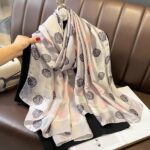 Silk Satin women's printed Long Scarf Pink rose
