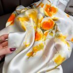 Silk Satin Main color Long Scarf - Image 3