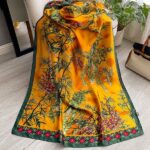 Silk Satin Yellow Long Scarf