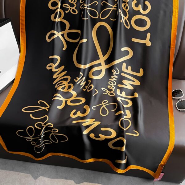 Silk Satin flower black Long Scarf