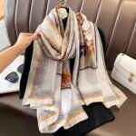 Silk Satin light gray Long Scarf