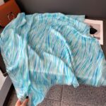 Premium Quality cotton and linen rhombus Long Scarf Blue - Image 3