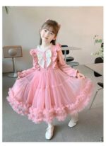 Winter Girls Heavy Corduroy Splicing Mesh Princess Dress - Image 4