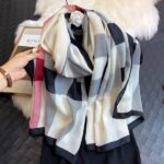 Color Premium Quality Viscose Maroon and white plaid Long Scarf