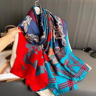 O1CN01UEcPQ12A8sKZUL6En_2214901528159-0-cib.310x310.jpg Silk Satin blue-red Long Scarf - Image 1