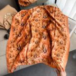 Silk Satin Redwood leaves-orange Long Scarf - Image 2