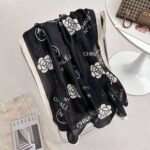 Color Premium Quality Viscose Camellia Black Long Scarf - Image 3