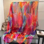 Elegant colorful Transparent Thin Silk Printing Long Scarf