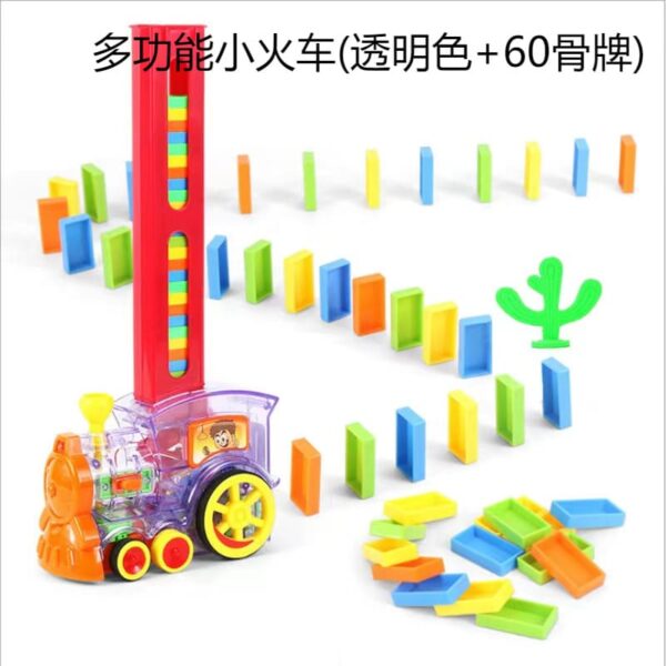 Baby Toy Domino Train Automatic Card Building Blocks Transparent domino car 60 pieces