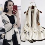 Silk Satin Printing Ink Western Style Long Scarf - Image 2
