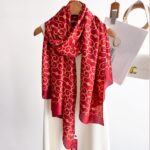 Silk Satin Printing Western Style Long Scarf Geometric red