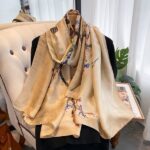 Silk Satin Khaki Long Scarf
