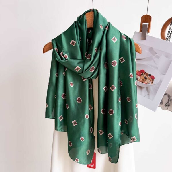 Silk Satin Long Scarf green