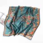 Elegant green Transparent Thin Silk Printing Long Scarf - Image 5
