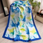 Silk Satin Blue Long Scarf
