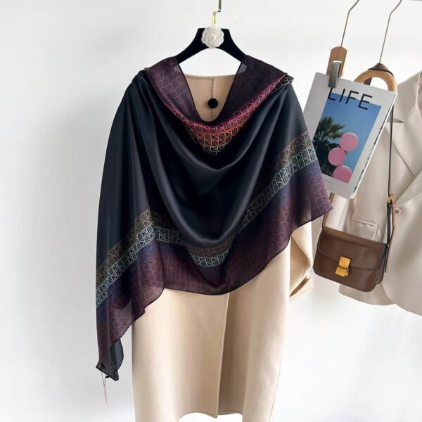 Light Luxury Beige Long Silk Scarf Night Style