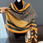 Color Premium Quality Viscose Leopard print yellow Long Scarf