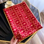 Silk Satin Printing Western Style Long Scarf Geometric red - Image 3