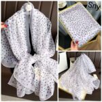 Elegant White polka dots Transparent Thin Silk Printing Long Scarf - Image 2