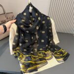 Elegant Colorful Black Polka Dot Transparent Thin Silk Printing Long Scarf - Image 2