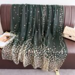 Elegant Colorful Yellow bubbles Transparent Thin Silk Printing Long Scarf