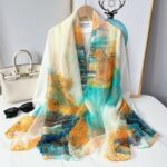 Transparent Thin Silk Long Orna / Hijab water town
