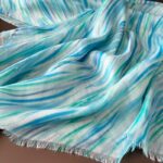 Premium Quality cotton and linen rhombus Long Scarf Blue - Image 2