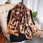 Silk Satin leopard Long Scarf