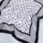 Silk Small Square Scarf White polka dot