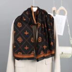 Color Premium Quality Viscose gray coffee Long Scarf Character Orange - Image 2
