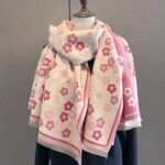 Pink Floral Design Women's Winter Scarf Shawl - Image 5